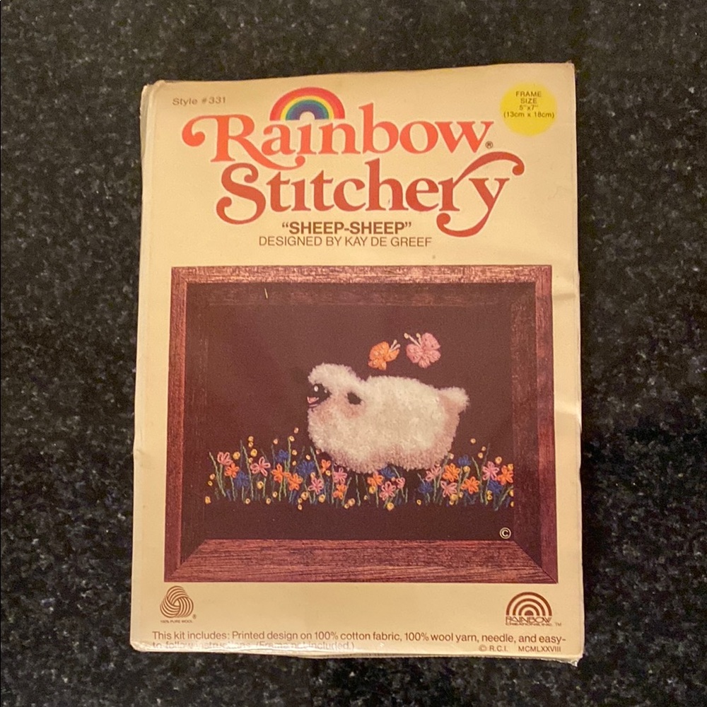 Vintage Rainbow Stitchery Sheep Embroidery Kit